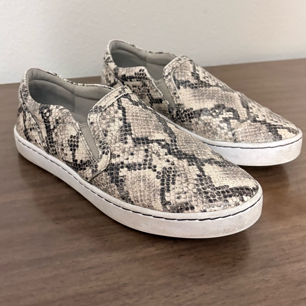 Clarks Snakeskin Slip-On Sneakers with cushion heel